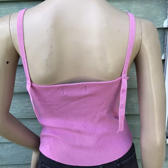 Bustier Padded Tank Top Cropped Pink Y2K Balletcore Coquette Barbiecore XL - Picture 2 of 5